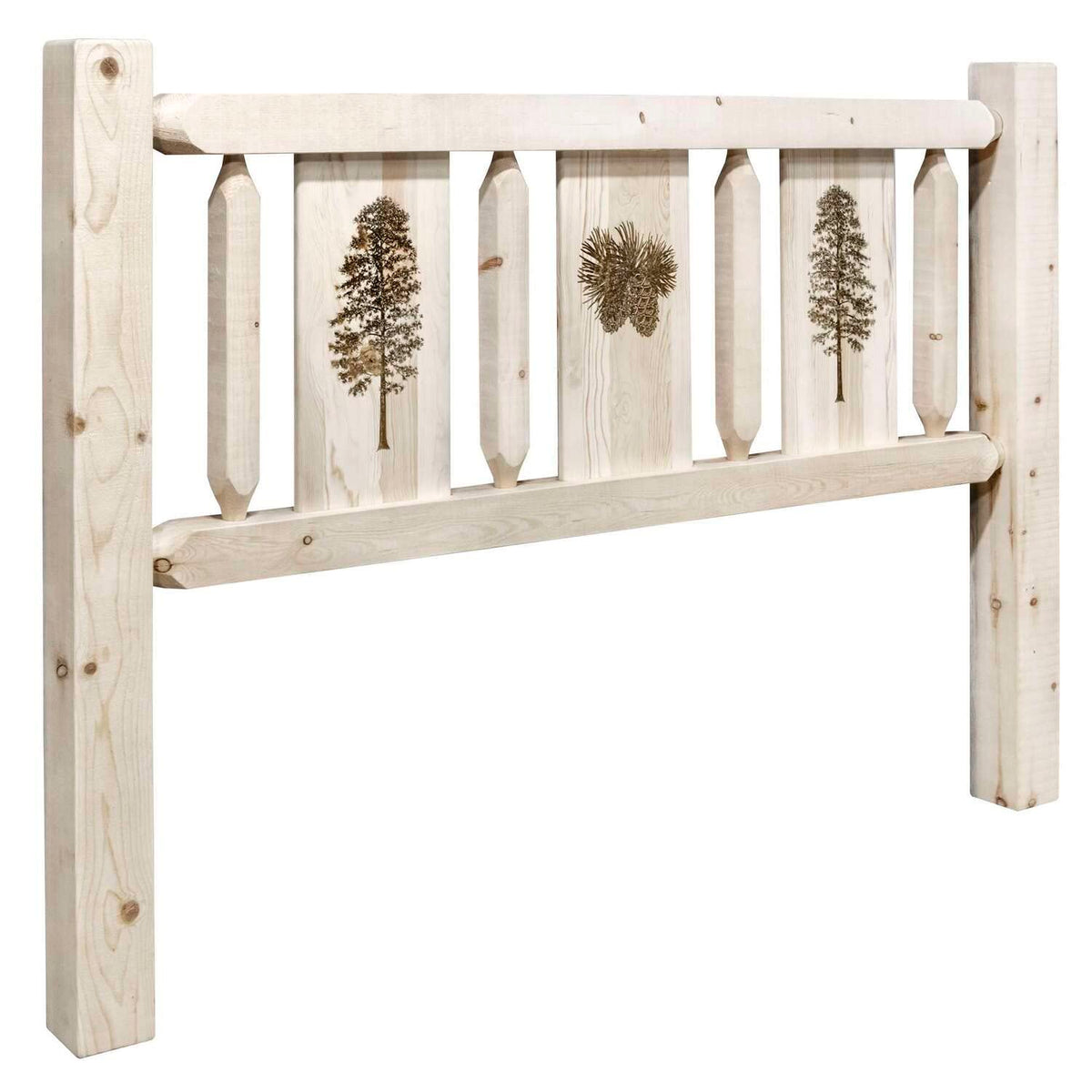 Montana Woodworks Pine Tree Design Headboard in Clear Lacquer Finish (King: 80 in. W x 5 in. D x 47 in. H (lbs.))