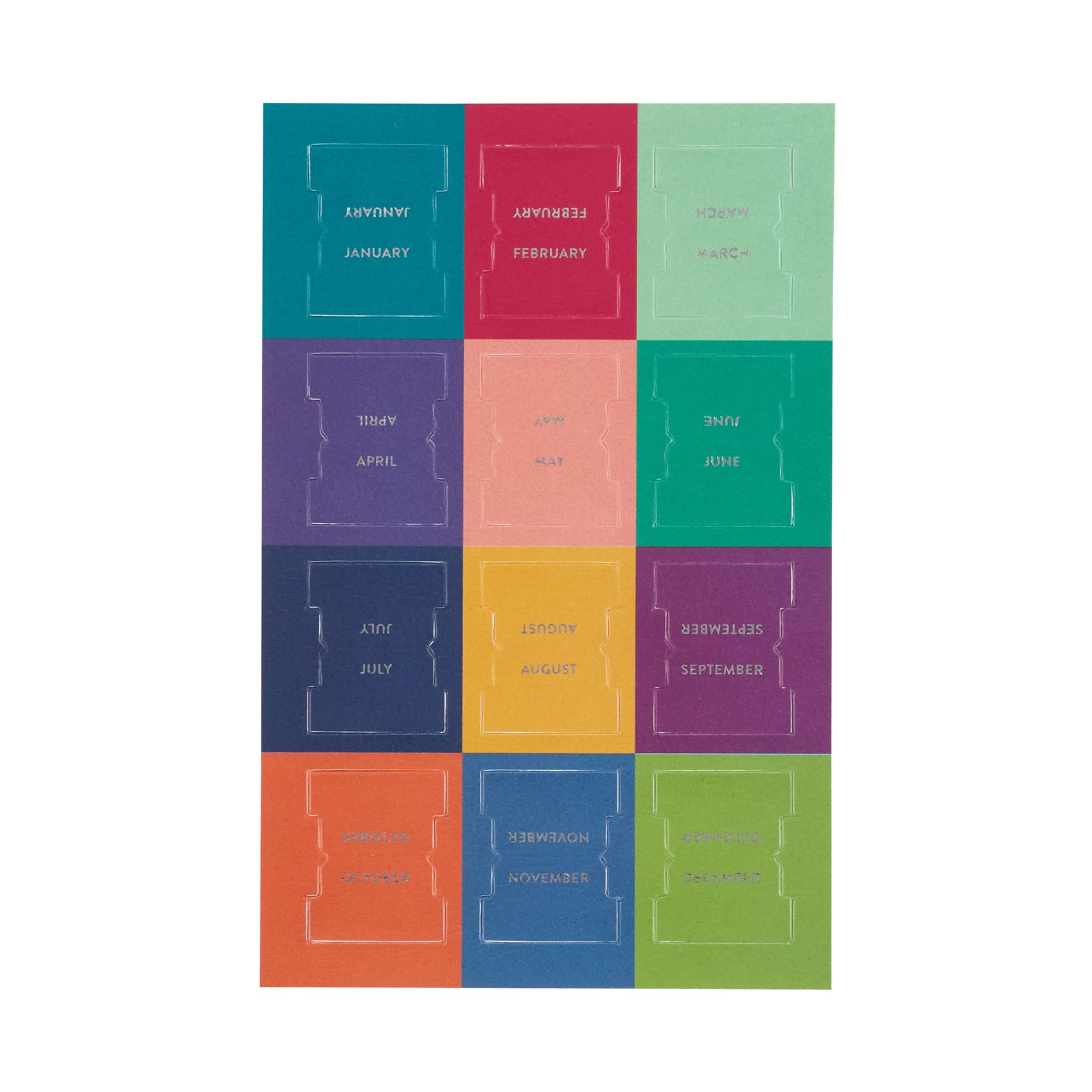 Vegan Leather Colorful + Metallic Foil Mini 12 Month Adhesive Tabs For Folders, Pages. Organize Your Files, Books And Agenda'S W