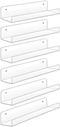 Sooyee Acrylic Shelves,6 Pack 15 Inch Floating Wall Shelves, Funko Pop Display Shelf,Invisible Kids Book Shelf,Picture Ledge She
