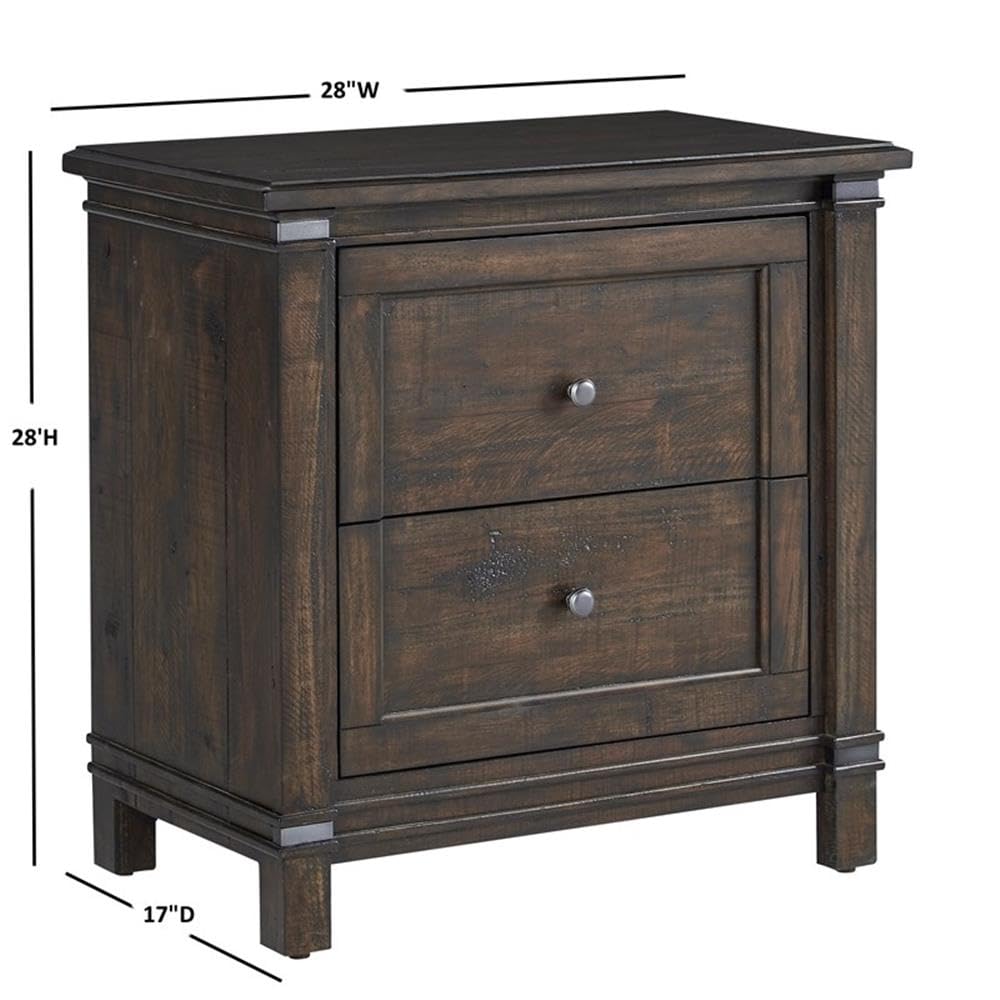American Woodcrafters Farmwood 2-Drawer Rustic Brown Wood Nightstand
