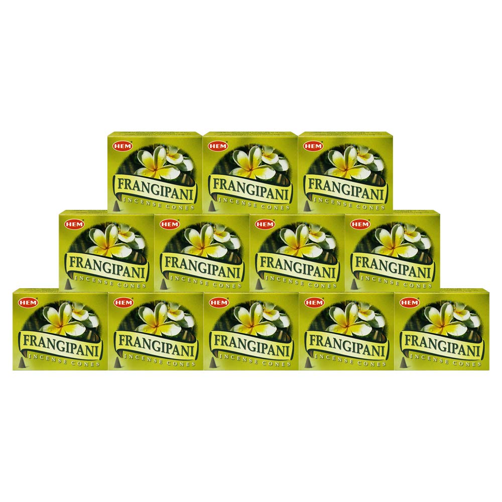 Trumiri Incense Cone Holder Bundle With Hem Firangipani Incense Cones - Pack Of 12 (Approx 120 Cones)