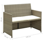 vidaXL Outdoor 2-Seater Patio Sofa with Cushions, Beige Poly Rattan, Weather-Resistant, Comfortable and Durable, Ideal for Garden/Patio/Deck