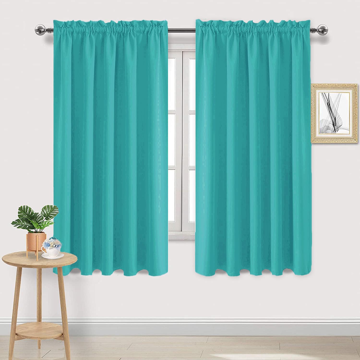Dwcn Blackout Curtains For Living Room Thermal Insulated, Energy Saving & Noise Reducing Bedroom Curtains, Peacock Blue, W 60X L