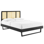 Modway Kelsea Cane And Wood Full Platform Bed With Angular Legs In Black