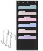 Mr. Pen- Hanging Wall File Organizer, 6 Pocket, Black, 3 Overdoor Hangers Included, Over The Door File Organizer, Wall Folder Or