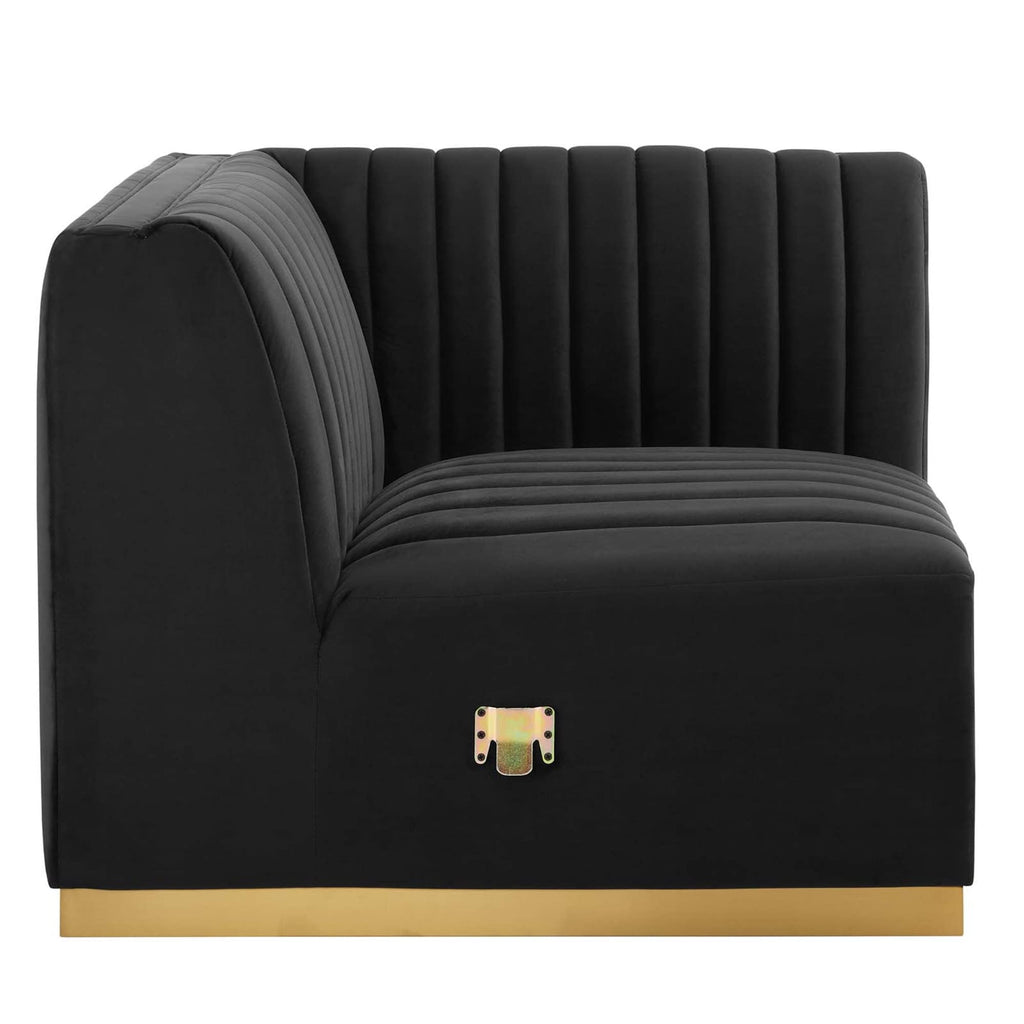 Modway Conjure Channel Tufted Performance Velvet Right Corner Chair - Gold/Black