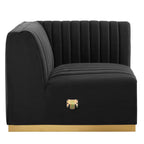 Modway Conjure Channel Tufted Performance Velvet Right Corner Chair - Gold/Black