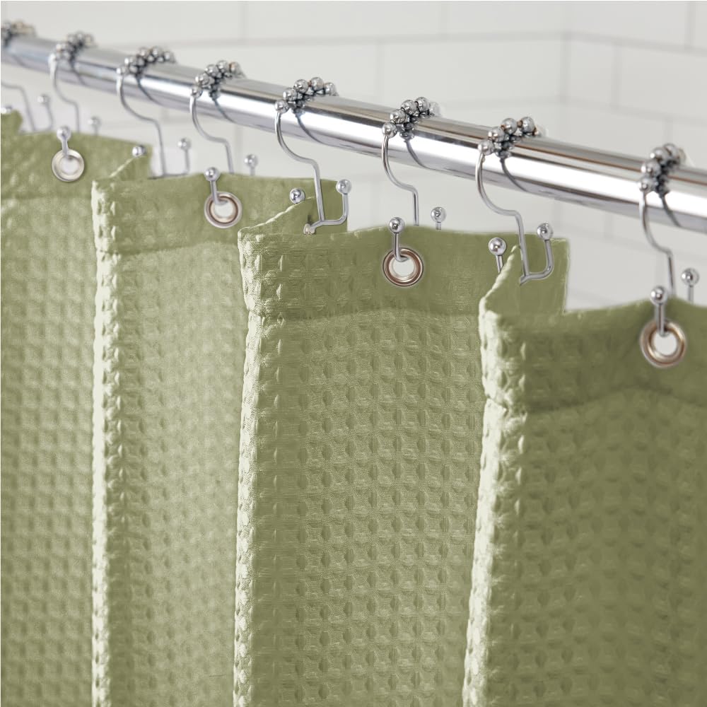 Gorilla Grip Waffle Shower Curtain, Thick Weighted Fabric, Wrinkle And Rust Resistant, Classic Hotel Quality Design, Heavy Duty