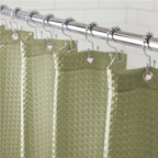 Gorilla Grip Waffle Shower Curtain, Thick Weighted Fabric, Wrinkle And Rust Resistant, Classic Hotel Quality Design, Heavy Duty