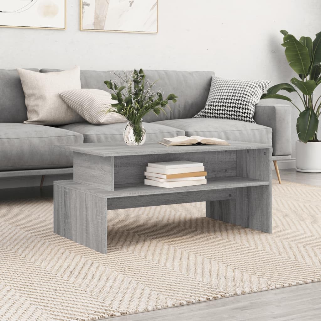 vidaXL Modern Gray Sonoma Engineered Wood Coffee Table with Sturdy Tabletop & Ample Storage