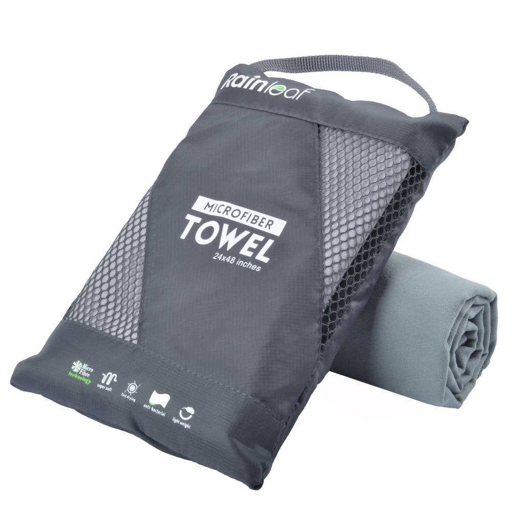 Rainleaf Microfiber Towel,Gray,20 X 40 Inches
