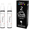 White Jumbo Chalk Markers - 15Mm Window Markers | Pack Of 2 White Pens - Use On Cars, Chalkboard, Whiteboard, Blackboard, Glass,