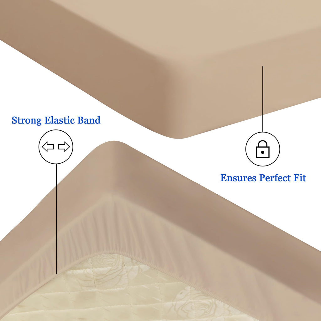 Sufdari Twin Xl Mattress Protector,Waterproof Mattress Protector,Fitted Sheet Style Mattress Cover With 18' Deep Pocket,Washable And Comfortable-Light Tan,Twin Xl