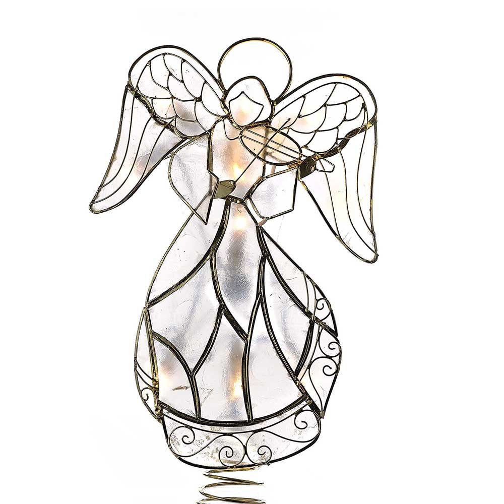 Kurt S. Adler Kurt Adler 10-Light Capiz Wire Angel Treetop