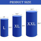 Saitimade Set Of 3 - Royal Blue Cylinder Pedestal Stand Covers, Flexible Cylinder Stand Covers For Party, Wedding Or Birthday Ev