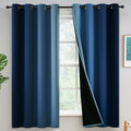Yakamok Blue 100% Blackout Curtains For Bedroom,Ombre Room Darkening Curtains For Living Room Grommet Window Curtains 63 Inches
