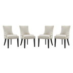Modway Marquis Modern Upholstered Fabric Four Dining Chairs With Nailhead Trim In Beige