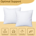 Okba Throw Pillows Insert Set Of 2, With 100% Cotton Cover, Bed And Couch - Indoor Hotel Decorative Pillows, 14X14 In White Pill