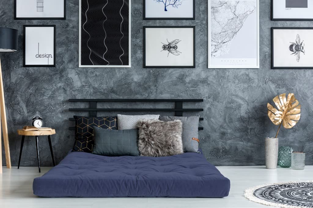 HomeRoots 8' Navy Blue Double Poly Full Futon Mattress