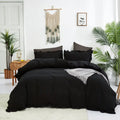 Clothknow Black Comforter Set Full Black Ruffle Bedding Comforter Sets Full Men Boys Women Comforter All Black Bedding Ruffle Comforter Farmhouse Comforter Shabby Chic Bedding