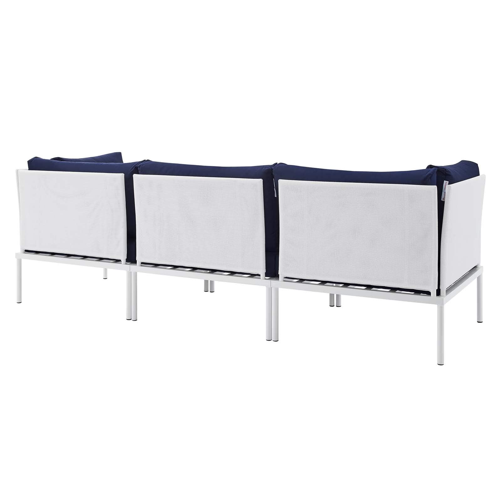 Modway EEI-4967-WHI-NAV Harmony Outdoor Patio Aluminum Sofa, White Navy
