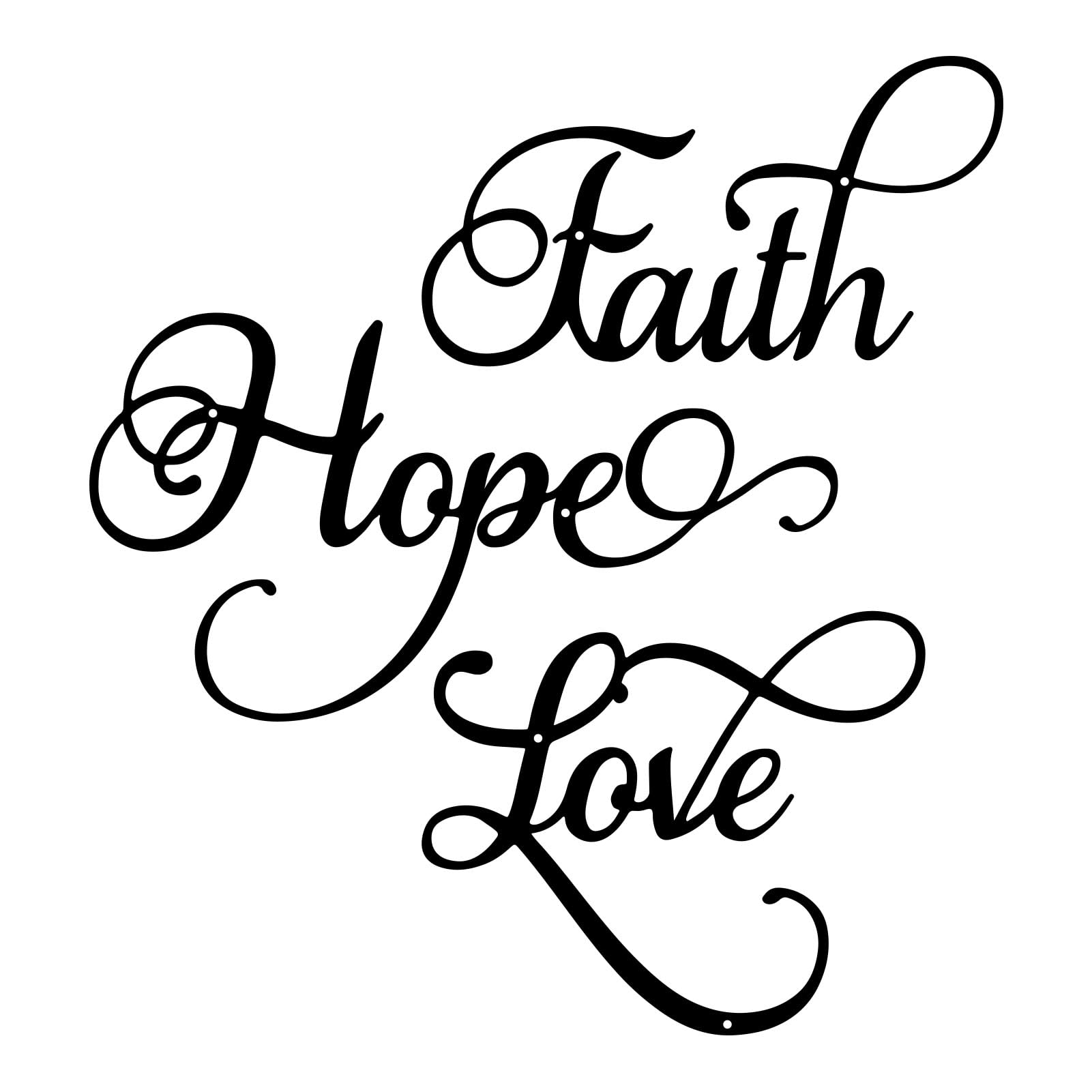 ESTART Faith Hope Love 3 Pieces Metal Wall Decor Inspirational Black Letter Sign Wall Art Rustic Vintage Farmhouse Word Metal Si