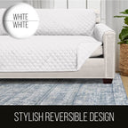 Sofa Shield Patented Couch Slip Cover, Large Cushion Protector, Reversible Stain And Dog Tear Resistant Slipcover, Quilted Microfiber 70” Seat, Washable Covers For Dogs Pets Kids, White