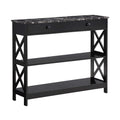 Convenience Concepts Oxford 1 Drawer Console Table With Shelves, Black Faux Marble/Black
