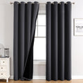 Chrisdowa 100% Blackout Curtains 120 Inch Long For Bedroom With Black Liner, 2 Thick Layers Total Blackout Thermal Insulated Gro