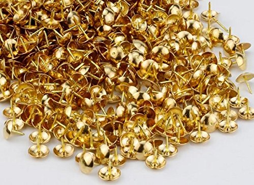 Woiwo Gold Thumb Tacks,100 Durable Steel Point With Round Flat Head Great For Bulletin Boards Poster Hanging Office And Classroo
