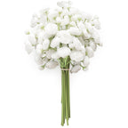 Floroom Ranunculus Artificial Flowers 18 Pcs White Faux Silk Mini Ranunculus Bulk Fake Wedding Filler Flowers for DIY Bouquets, 