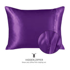 Shopbedding Luxury Satin Pillowcase For Hair - Queen Satin Pillowcase With Zipper, Grape (Pillowcase Set Of 2) - Blissford