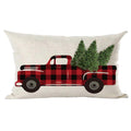 Ramirar Retro Claret Wine Red Black Plaid Pickup Truck Merry Christmas Trees Decorative Lumbar Throw Pillow Cover Case Home Livi