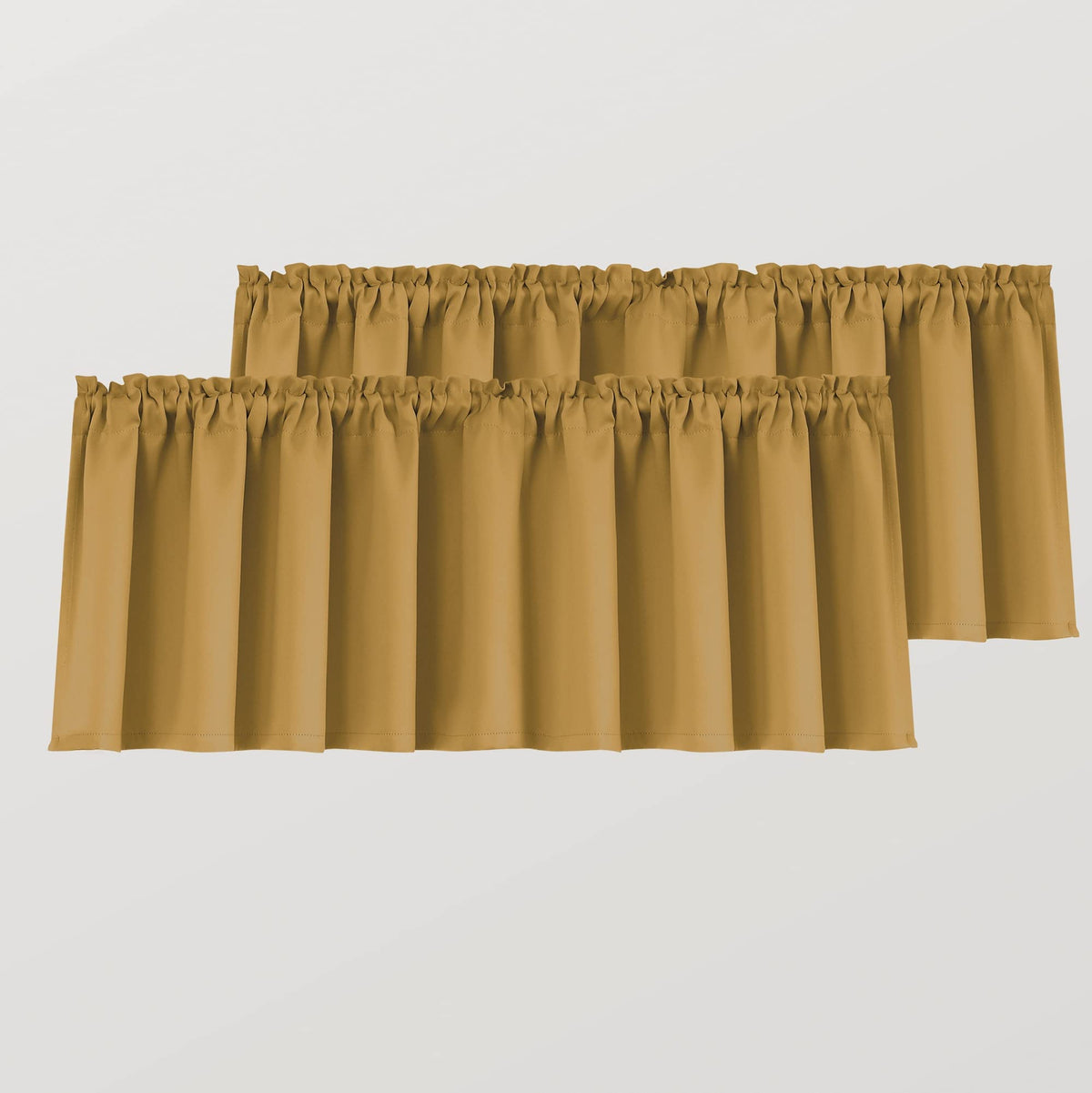 Gold Yellow Window Valances 18 Inch Length For Kitchen Living Room Bedroom 2 Panels Set Rod Pocket Thermal Insulated Blackout Va