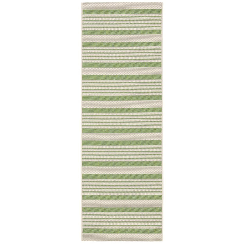 SAFAVIEH Courtyard Collection 2'3' x 8' Green/Beige CY6062 Stripe Indoor/ Outdoor Patio Backyard Mudroom Runner Rug