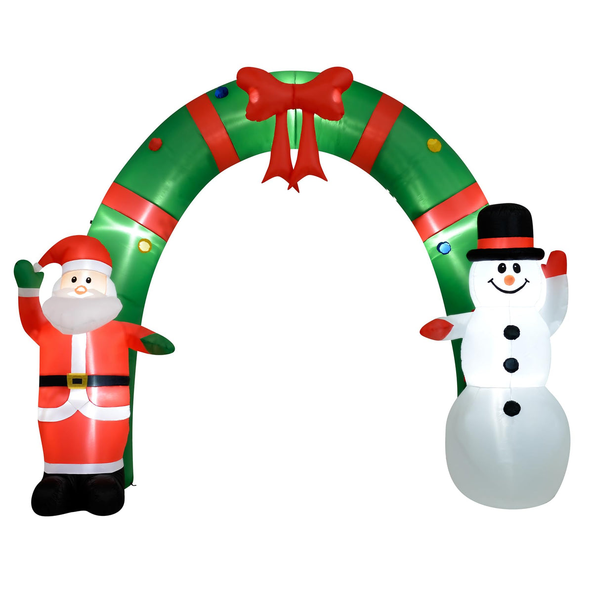 Fraser Hill Farm 8-Ft. Pre-Lit Inflatable Walkway Arch With Santa Claus And Snowman | Outdoor Blow-Up Festive Celebration Party Decor For Christmas Holiday | Fhfxmasarch081-L, Green