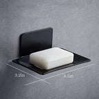 Chrunone Self-Adhesive Soap Dish For Shower, Aluminum Bar Soap Holder Dishes For Bathroom Black