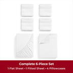 Mellanni Iconic Queen Sheet Set - 6-Piece Bed Sheets, (Including 4 Pillowcases), 16-Inch Deep Pocket, Easy Care, Extra Soft, Coo