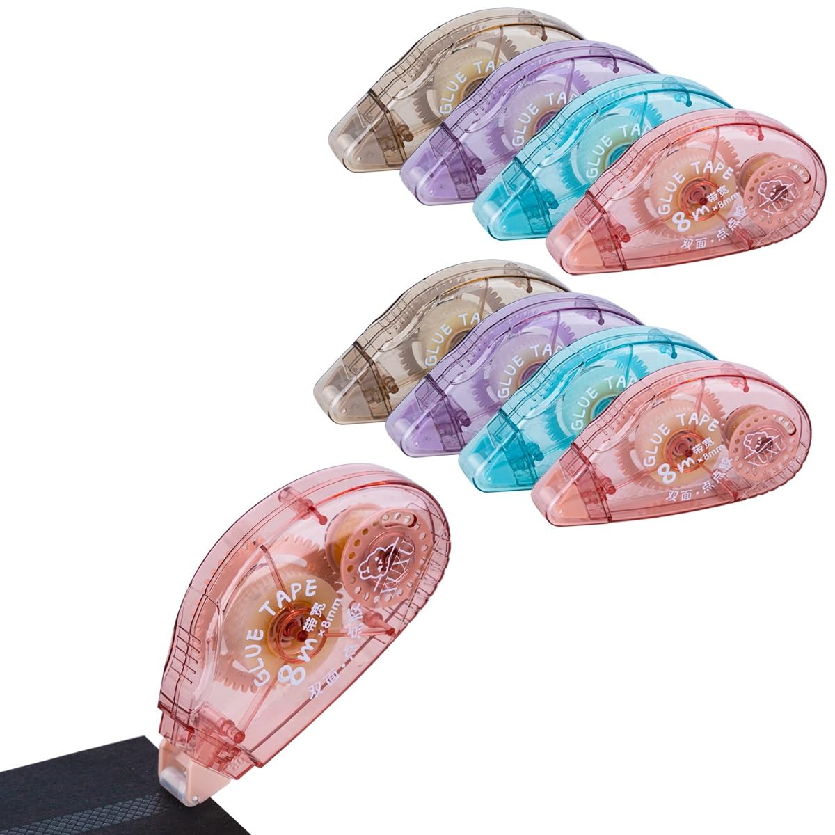 Xuxu 8 Pack Double Sided Tape Roller, Scrapbooking Tape, Permanent Adhesive Dots Tape Dispenser Runner For Crafts And Arts Proje