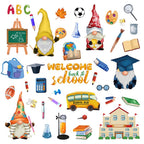 ALIBBON Welcome Back to School Wall Stickers for Classroom, Gnome Stickers for Kids, First Day of School Stickers for Children, 