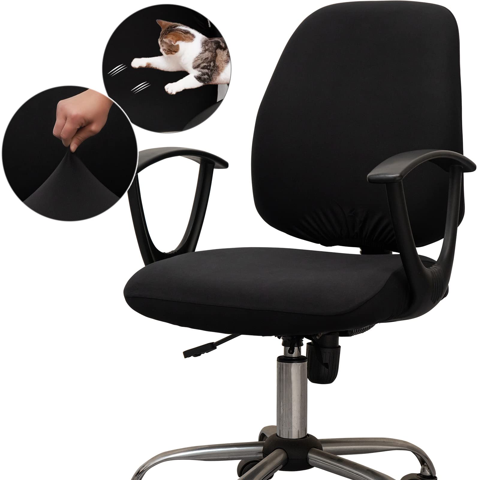 Melaluxe Computer Office Chair Covers, Protective & Stretchable Universal Chair Cover, Stretch Rotating Chair Slipcover (Black)