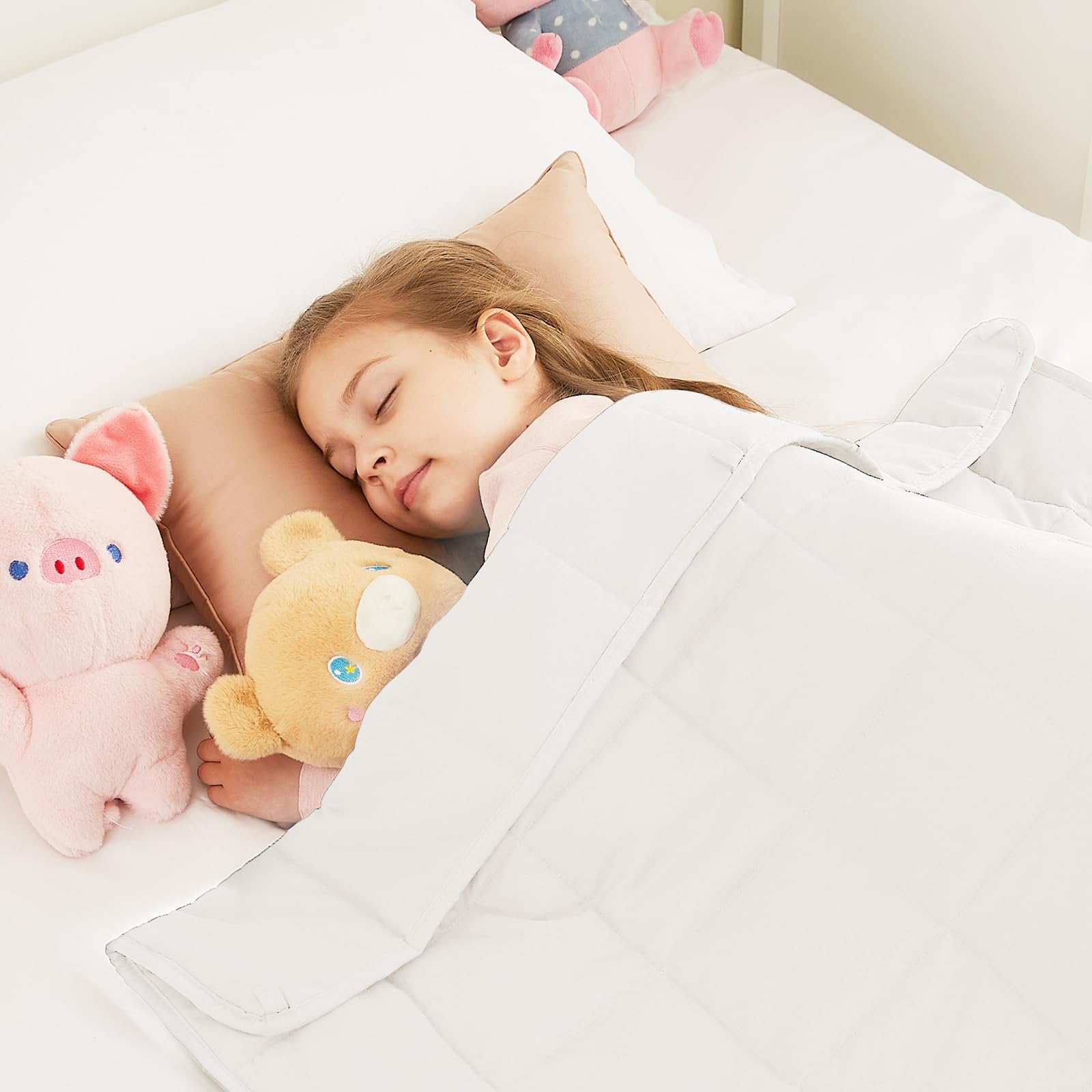 HOSUKKO Weighted Blanket - 5 lbs White Heavy Blanket - Breathable Blanket(36 * 48 inches, 5 lbs)
