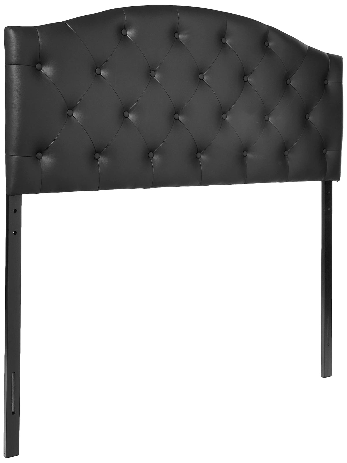 Baxton Studio Myra Modern and Contemporary Full Size Black Faux Leather Upholstered Button-Tufted Scalloped Headboard