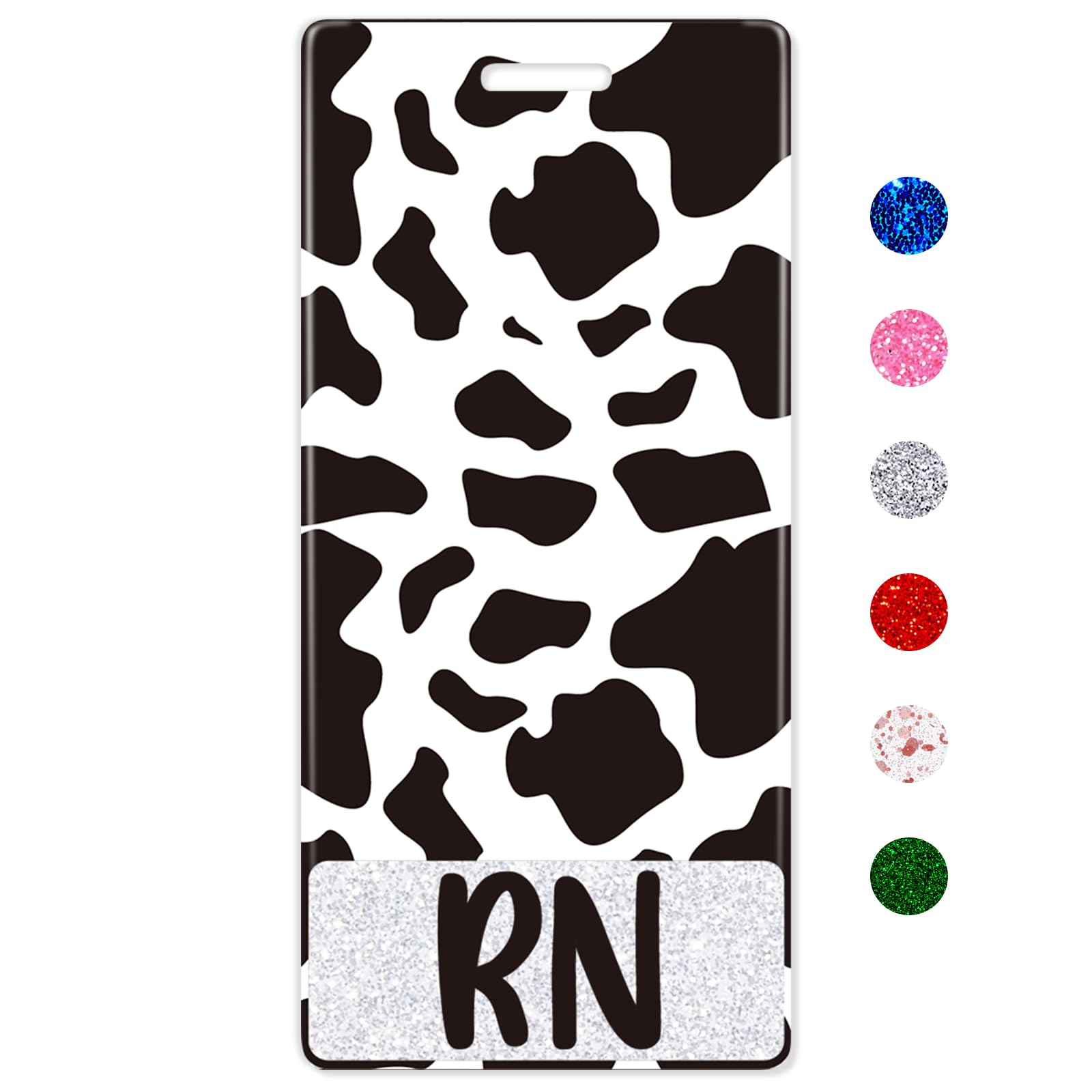 Plifal Rn Badge Buddy Card Holder Nurse Nursing Accessories Cute Cow Print Vertical Id Name Identification Tags Hospital Work