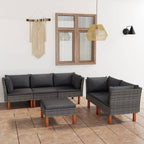 vidaXL Patio Lounge Set - Farmhouse Styled Outdoor Garden Furniture - 6 Piece Set with Pursuits - Lightweight, Weather-Resistant PE Rattan Construction and Comfortable Cushions, Gray