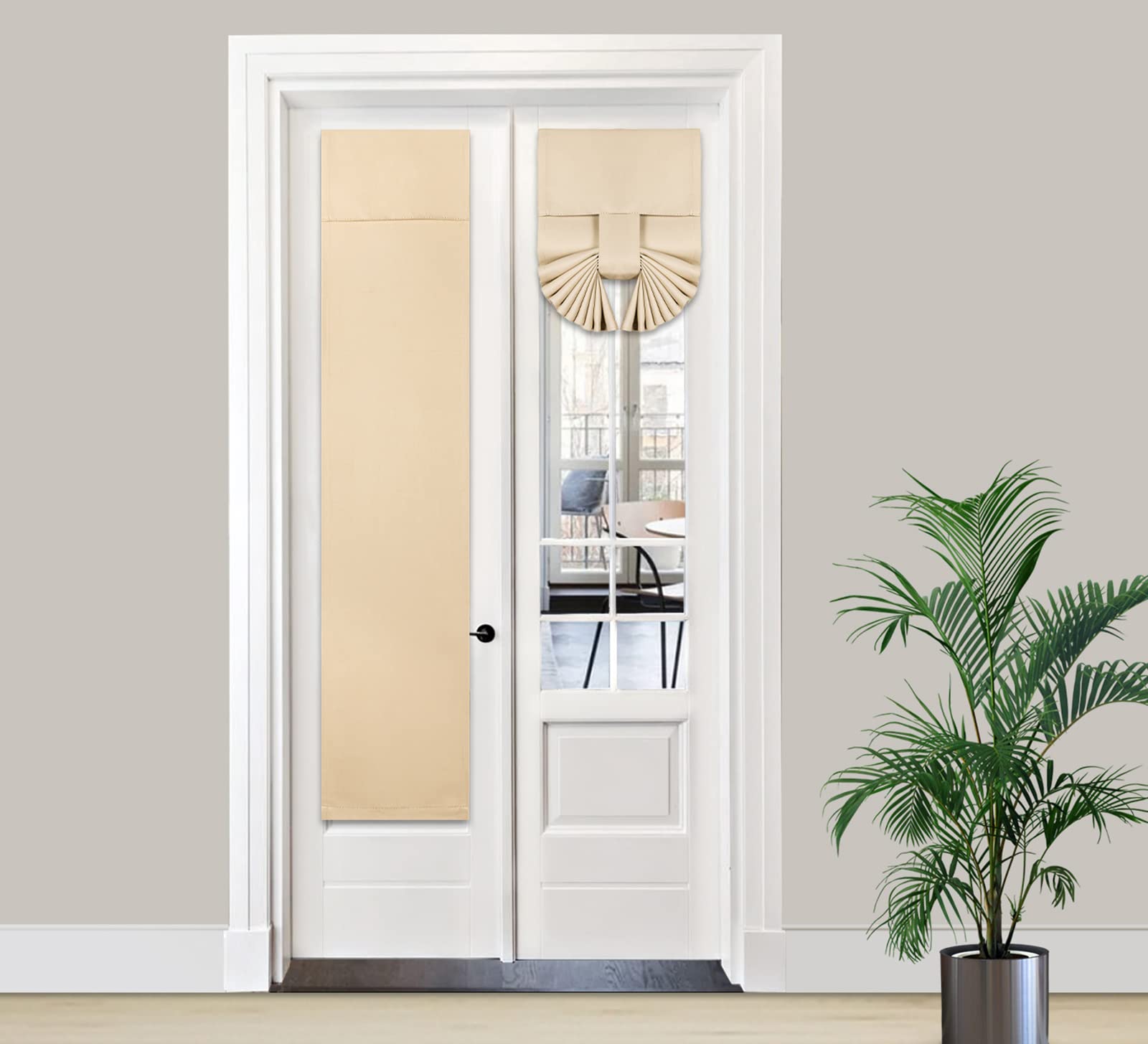 Pi Blackout Front Door Curtain,Door Window Shade Privacy Thermal Insulated Small Door Curtain For French Door/Sliding Door/Patio Door,1 Panel (W12Xl68,Beige)