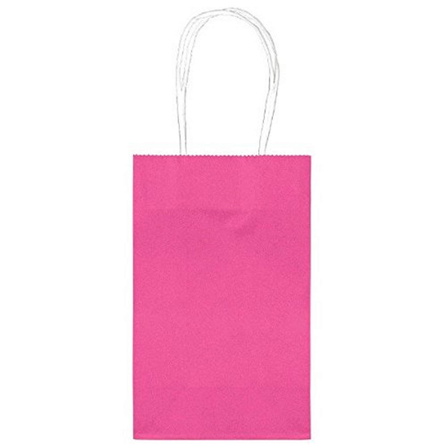 Elegant Bright Pink Cub Paper Bag Value Pack (8.5'' x 5.25'' x 3.5'') - 10 Pieces - Perfect for Parties, Events, Gifts & More