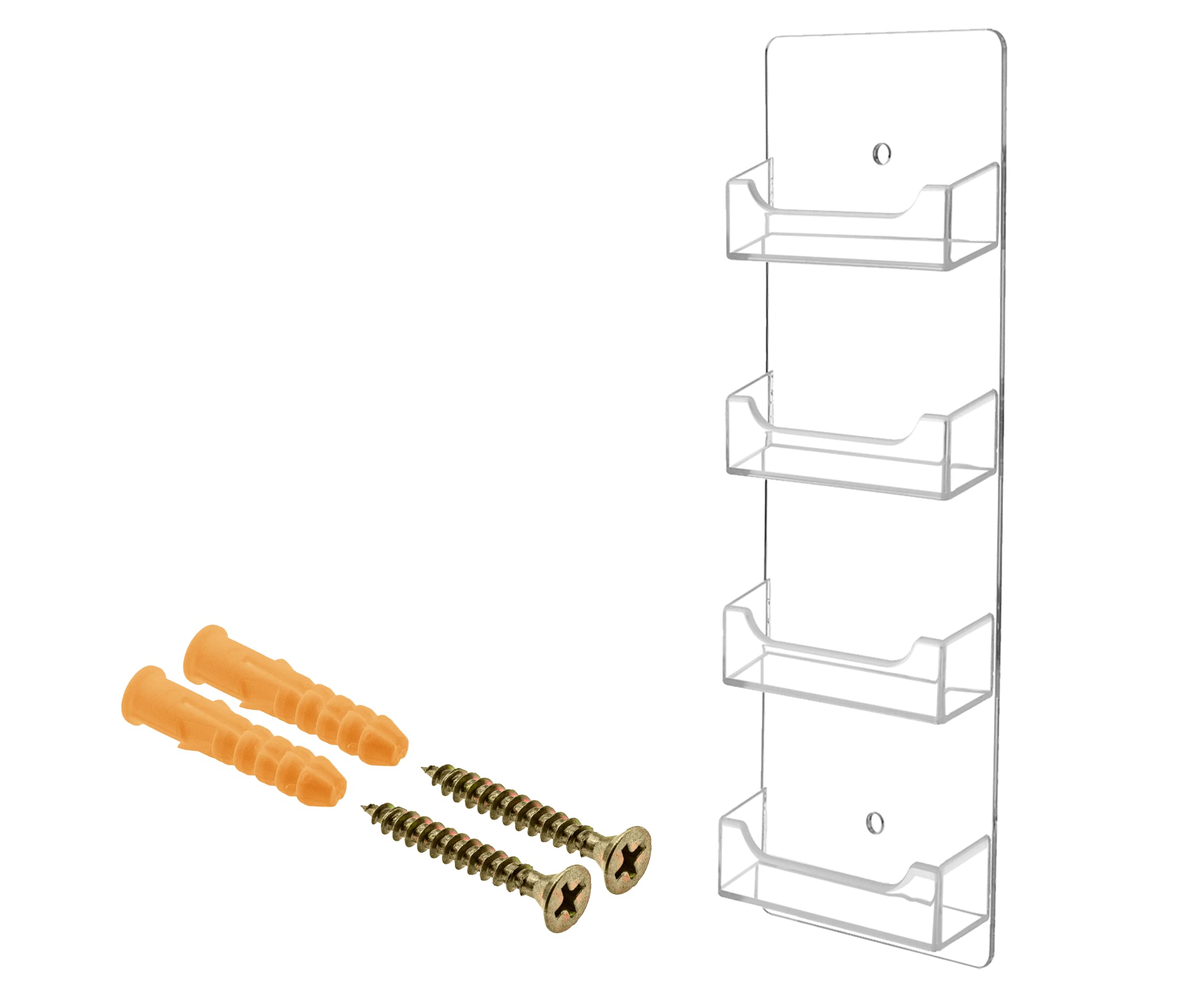 Marketing Holders Wall Business Card Holder With Hanging Hardware For 3.5' X 2' Contact And Appointment Cards Clear Acrylic 4