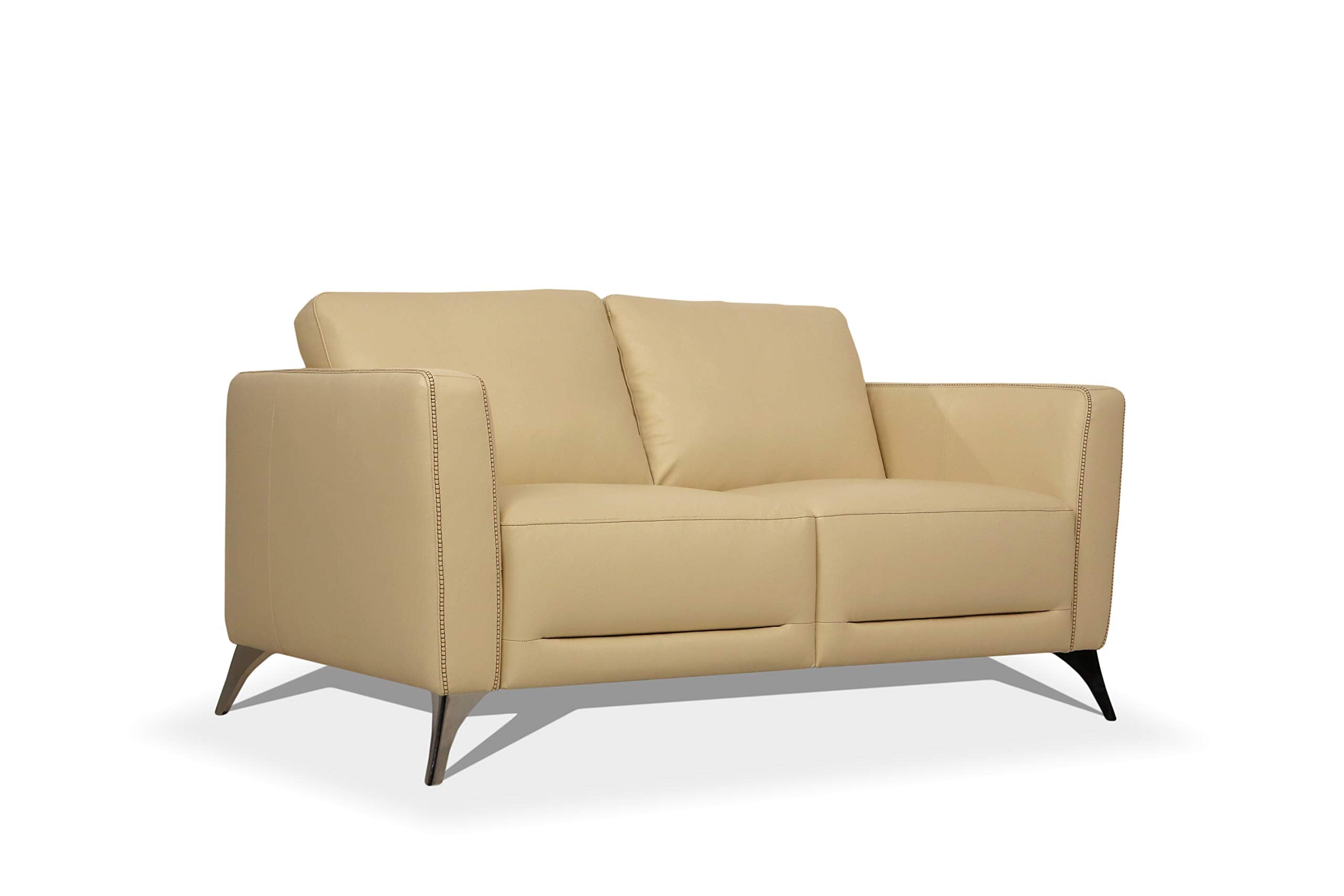 Acme Malaga Leather Loveseat In Cream