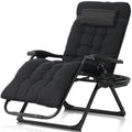 Caphaus Oversized Zero Gravity Lounge Chair, Xl Zero Gravity Chair, Folding Reclining Chair W/Removable Pad, Side Tray, Anti-Gravity Chair For Outdoor & Indoor, Reclining Patio Chair W/Cushion